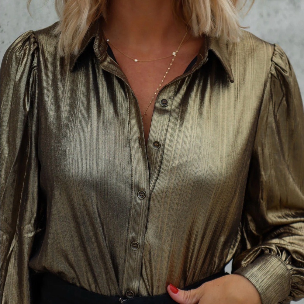 Flying Tomato Metallic Gold Women's Blouse
